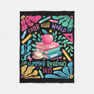 Kleur Onze Wereld Zomer Lezing 2025 Boho Wildflowe Fleece Deken