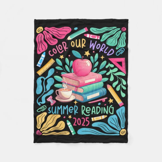 Kleur Onze Wereld Zomer Lezing 2025 Boho Wildflowe Fleece Deken (Voorkant)