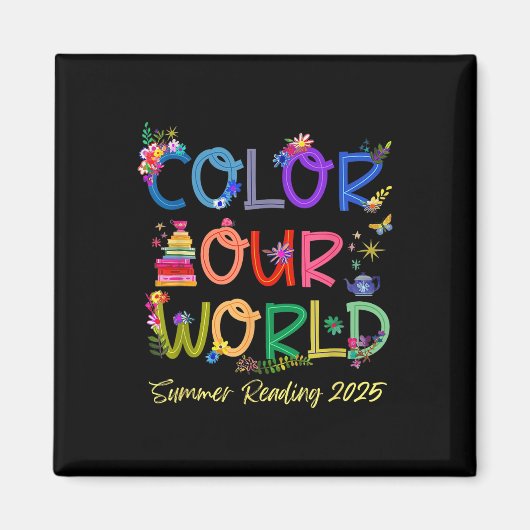 Kleur Onze Wereld Zomer Lezing 2025 Boho Wildflowe Magneet (Voorkant)