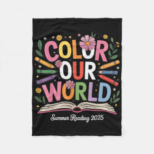 Kleur onze wereld zomerlezen 2025 Schattig boek wi Fleece Deken