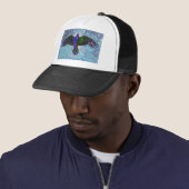Kleur op blauw trucker pet (In situ)