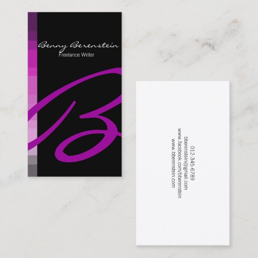 Kleur op de zijkant Monogram Fuschia Visitekaartje (Voorkant / Achterkant)