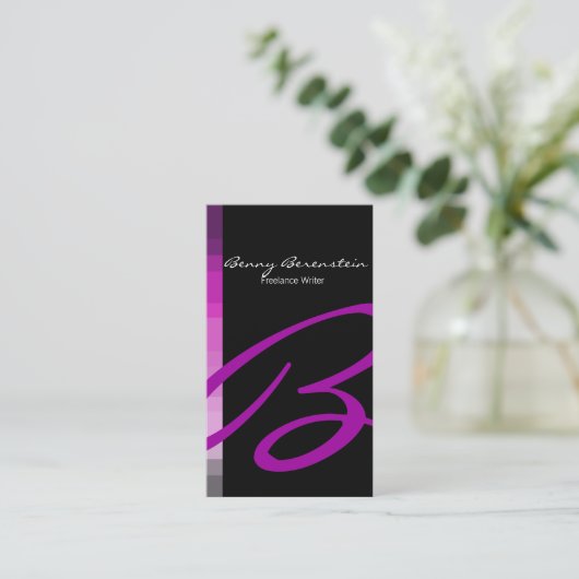 Kleur op de zijkant Monogram Fuschia Visitekaartje (Staand voorkant)