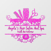 Kleur op maat nep roze glitters kapsalon en spa raamsticker (Vel)