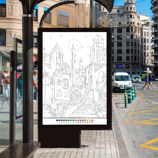 Kleur op nummer natuur voorjaarslandschap poster