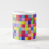 Kleur op vierkantjes papier grote koffiekop (Voorkant)