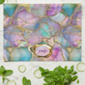 Kleur Opaal en vloeibaar goud Theedoek (Gevouwen)