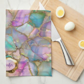 Kleur Opaal en vloeibaar goud Theedoek (Quarter Fold)