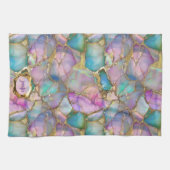 Kleur Opaal en vloeibaar goud Theedoek (Horizontaal)