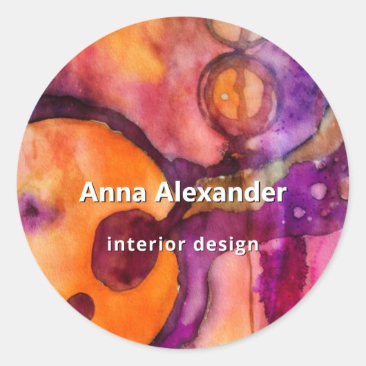 Kleur Oplopend Abstract Aquarel Ronde Sticker (Voorkant)