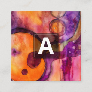 Kleur Oplopende Abstracte Aquarel Vierkante Visitekaartje