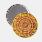 Kleur Oranje Mandala Originele Kunst Magneet (Voorkant / Achterkant)
