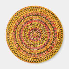 Kleur Oranje Mandala Originele Kunst Magneet
