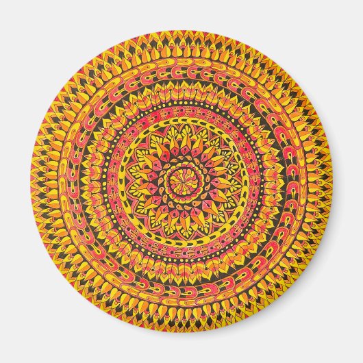 Kleur Oranje Mandala Originele Kunst Magneet (Voorkant)