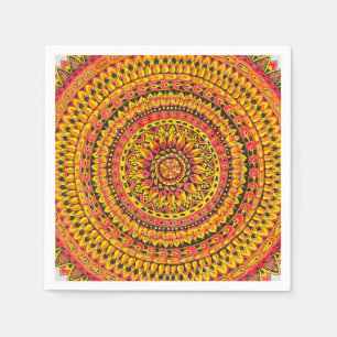 Kleur Oranje Mandala Originele Kunst Servet