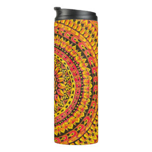 Kleur Oranje Mandala Originele Kunst Thermosbeker