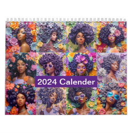 Kleur Paarse Geïnspireerde Kalender 2024