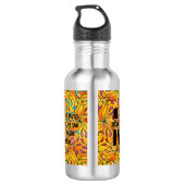 Kleur Pagina Aangepast zwart monogram & citaat Waterfles (Achterkant)