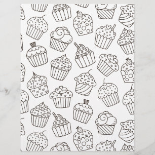 Kleur pagina Cupcake Party scrapbook paper