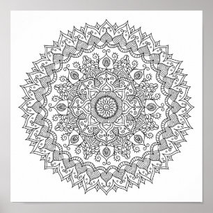 Kleur Pagina Daisy Mandala Poster