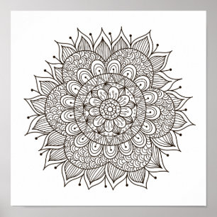 Kleur Pagina Paarpad Mandala Poster