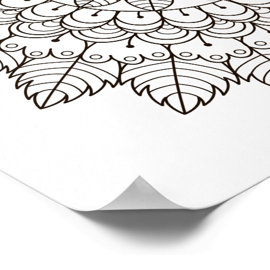 Kleur Pagina Poster Leaf Petal Mandala (Hoek)