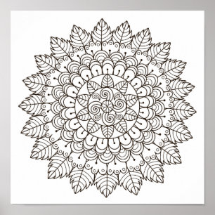 Kleur Pagina Poster Leaf Petal Mandala