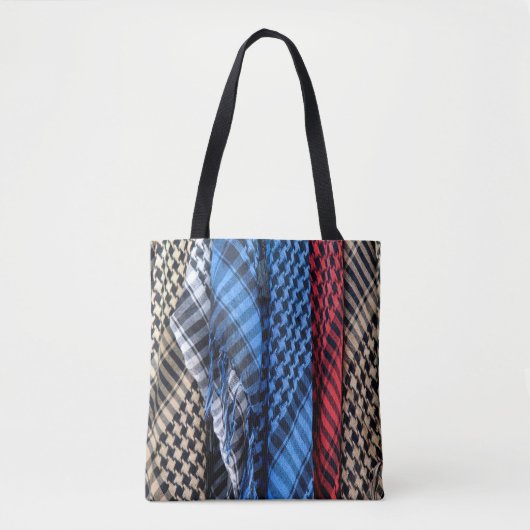 Kleur Palestinian Keffiyeh Tote Bag (Voorkant)