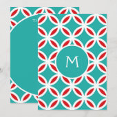 KLEUR PALET: turkoois, blauwgroen, aqua blauw, roo Bedankkaart (Voorkant / Achterkant)