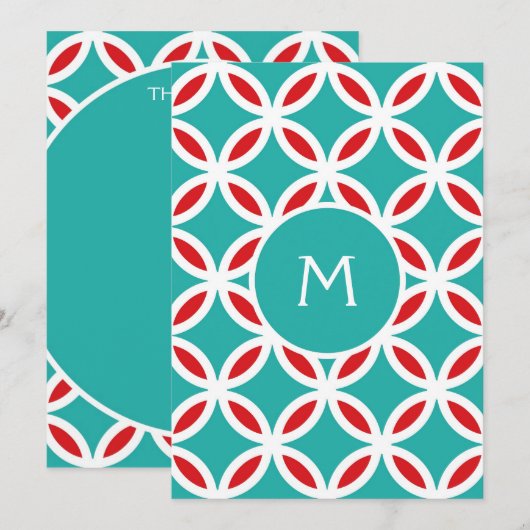 KLEUR PALET: turkoois, blauwgroen, aqua blauw, roo Bedankkaart (Voorkant / Achterkant)