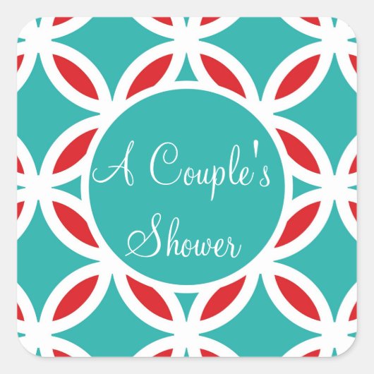 KLEUR PALET: turkoois, blauwgroen, aqua blauw, roo Vierkante Sticker (Voorkant)