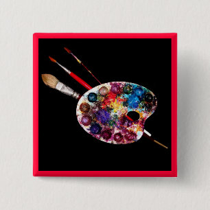 KLEUR PALETTE, schilder, artiest Vierkante Button 5,1 Cm