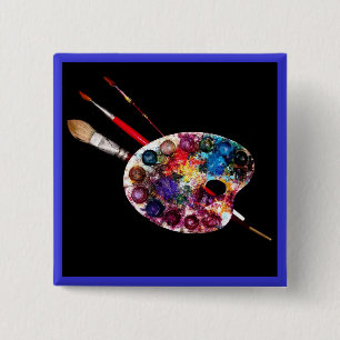 KLEUR PALETTE, schilder, artiest Vierkante Button 5,1 Cm
