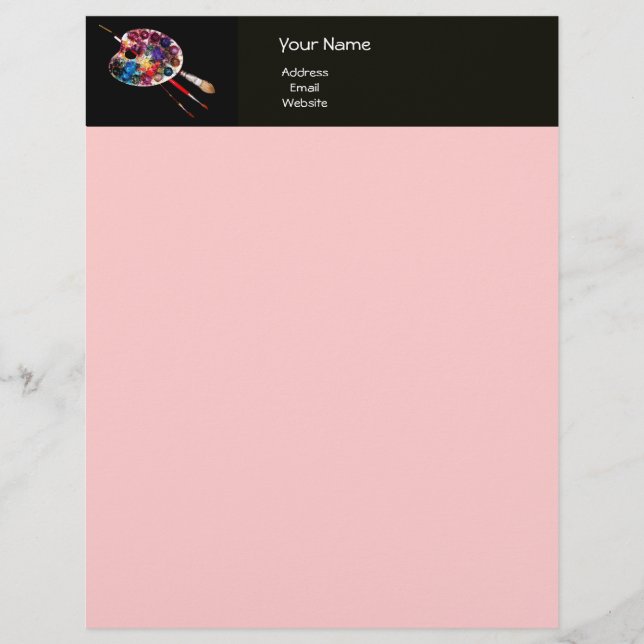 KLEUR PALETTE, zwart en roze Briefhoofd Ontwerp (Voorkant)