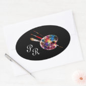KLEUR PALETTE, zwart Monogram Ovale Sticker (Envelop)