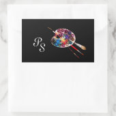 KLEUR PALETTE, zwart Monogram Rechthoekige Sticker (Tas)