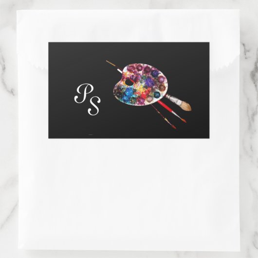 KLEUR PALETTE, zwart Monogram Rechthoekige Sticker (Tas)
