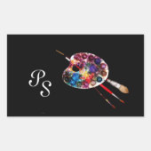 KLEUR PALETTE, zwart Monogram Rechthoekige Sticker (Voorkant)