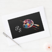 KLEUR PALETTE, zwart Monogram Rechthoekige Sticker (Envelop)