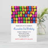 Kleur party uitnodigingen 2e jongen ballonnen mons (Staand voorkant)