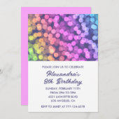 Kleur party uitnodigingen 8e meisje kleurrijke reg (Voorkant / Achterkant)