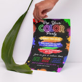 Kleur Party Zwart Uitnodiging bewerkbare uitnodigi