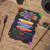 Kleur Party Zwart Uitnodiging bewerkbare uitnodigi