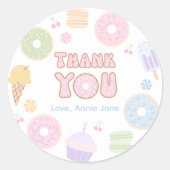 Kleur Pastel Donut Dank u Sticker (Voorkant)