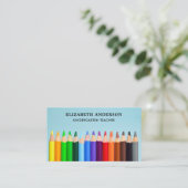 Kleur Pencils Colorful Kindergarten Leraar Visitekaartje (Staand voorkant)