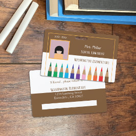Kleur Pencils Doodle School Librarian Brown Badge
