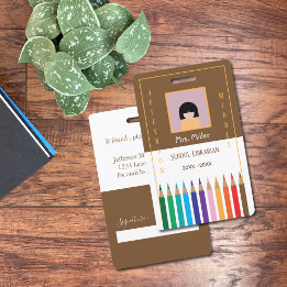 Kleur Pencils Doodle School Librarian ID Badge