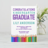 Kleur Pencils Kindergarten Afstuderen Aankondiging (Staand voorkant)