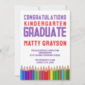 Kleur Pencils Kindergarten Foto Afstuderen Aankondiging (Voorkant)