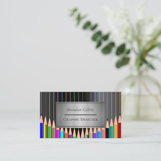Kleur Pencils regenbooglijnen Grafische ontwerper Visitekaartje (Staand voorkant)